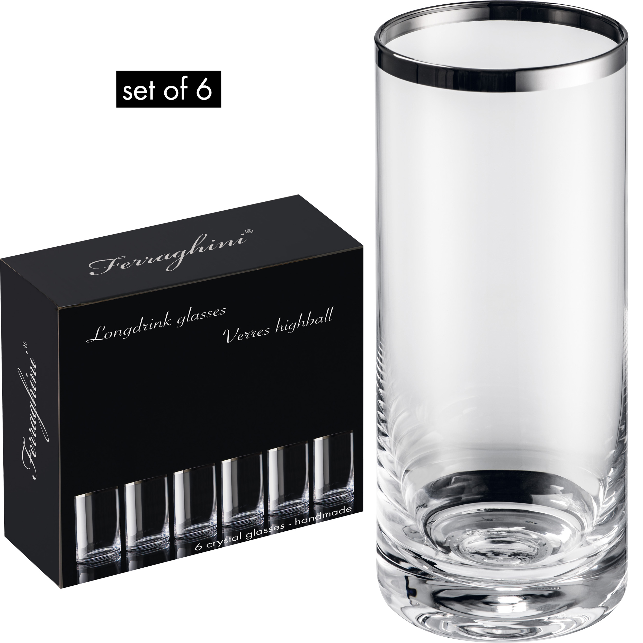 Set van 6 hoge drinkglazen - Tienen