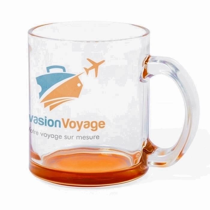 Mug personnalisé en verre avec base colorée 350 ml - Gio