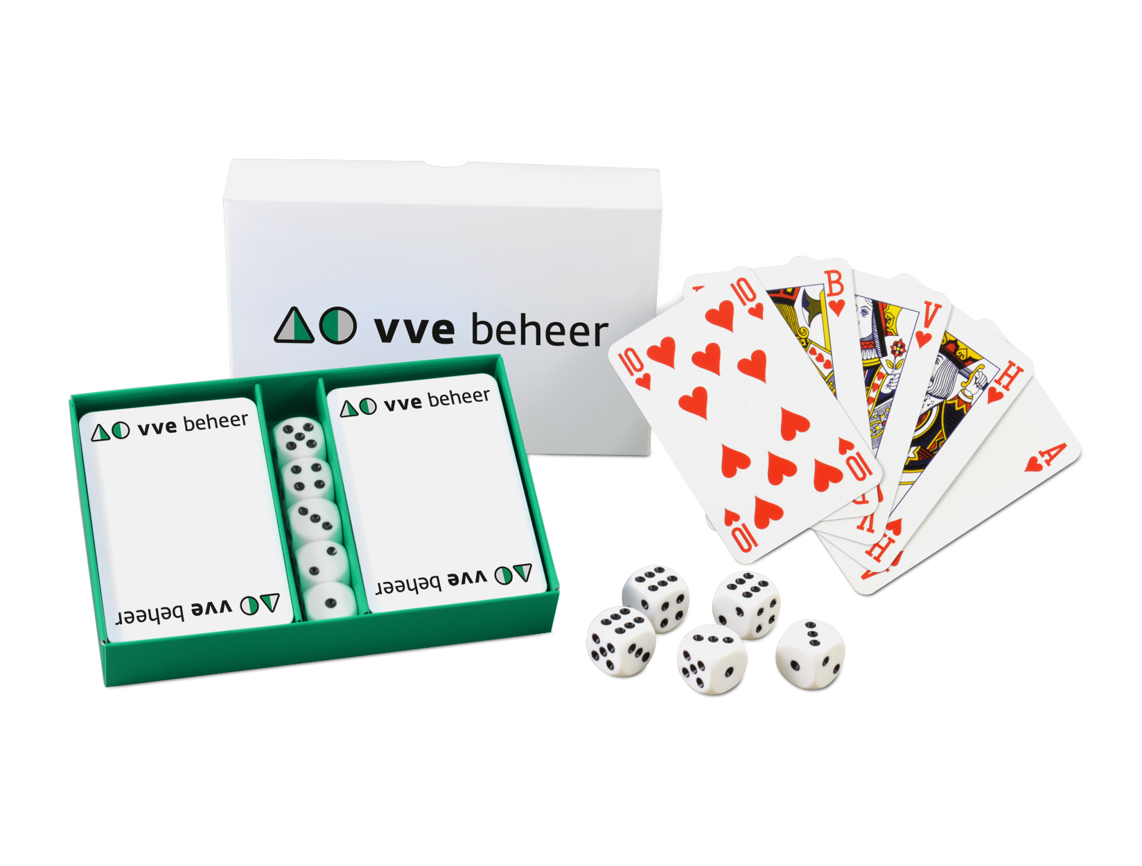 Ensemble 2 jeux de cartes à jouer et 5 dés dans une boîte personnalisable - JCA09 - Zaprinta Belgique