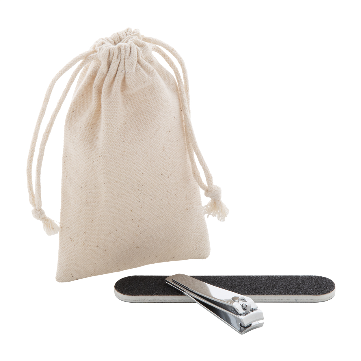 Set manucure Minail personnalisé, lime et coupe-ongles, pochon coton imprimé avec logo