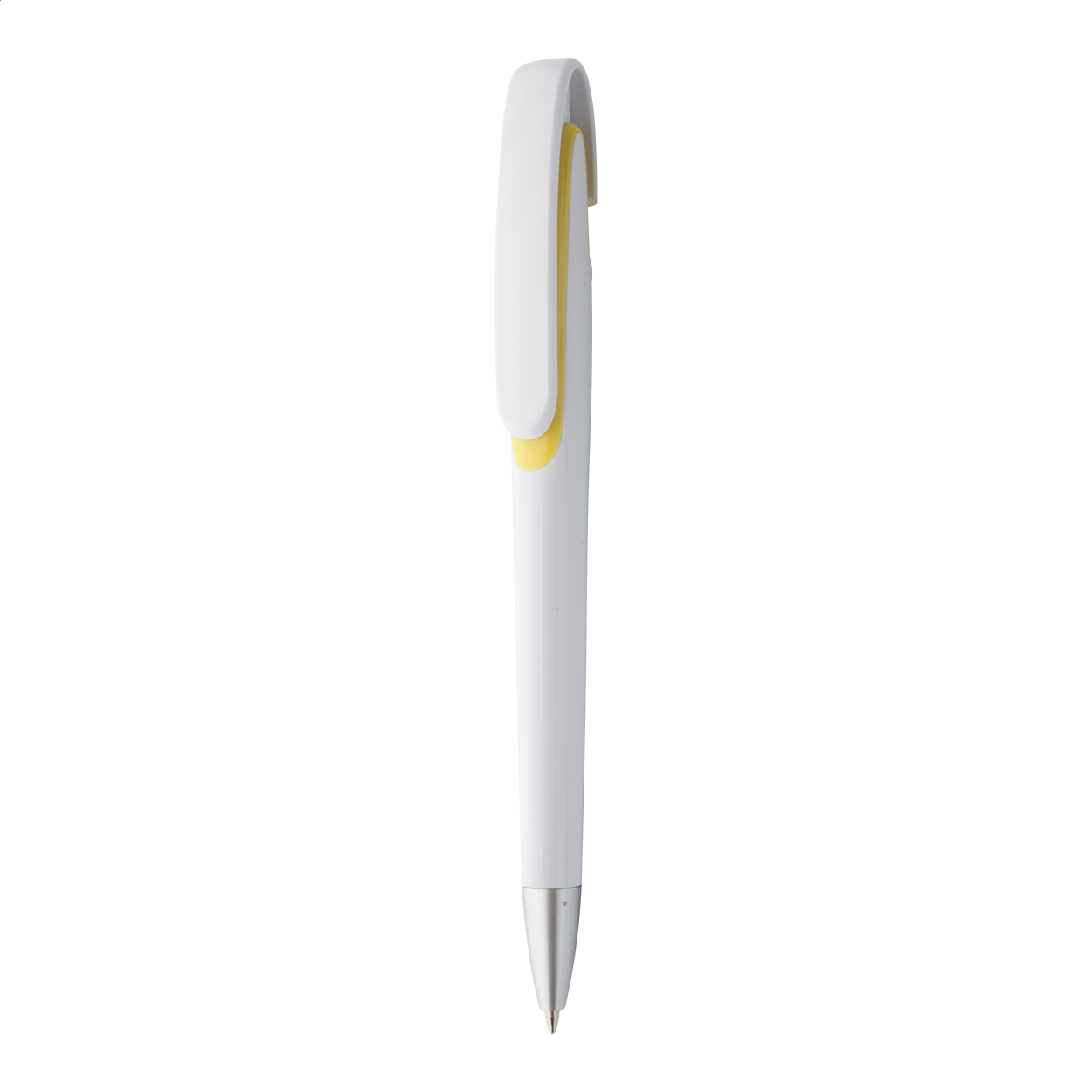 Stylo bille Serval personnalisé, corps blanc et pointe argentée