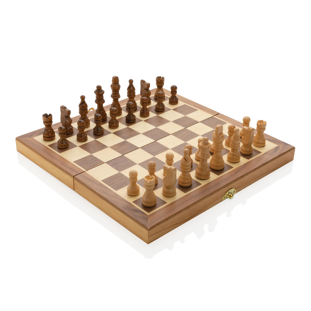 Jeu d'échecs pliable en bois FSC® - Zaprinta Belgique