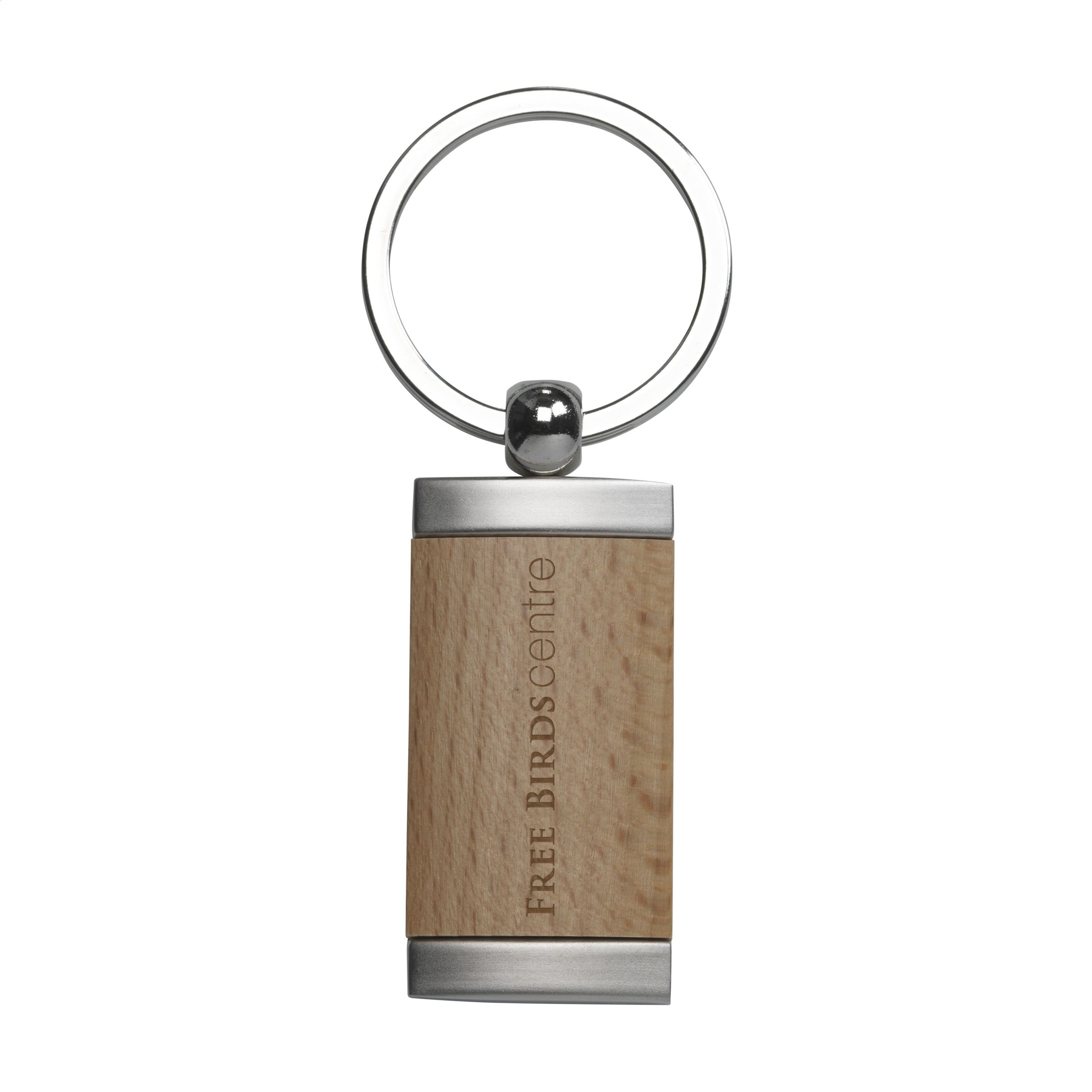 Porte-clés en métal mat avec incrustation de bois de hêtre - Chevreuse - Zaprinta Belgique