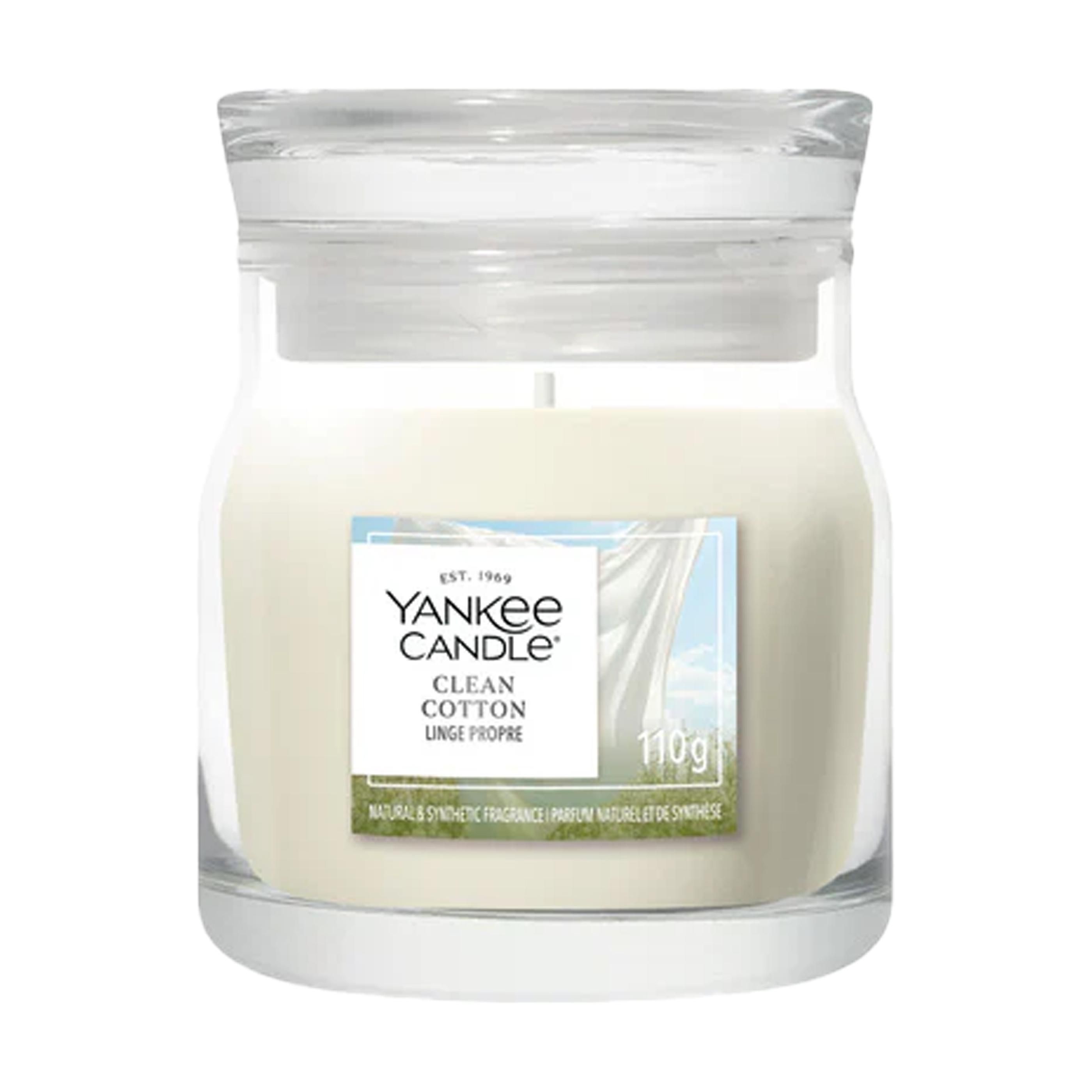 Yankee Candle Clean Cotton geurkaars in kleine glazen pot