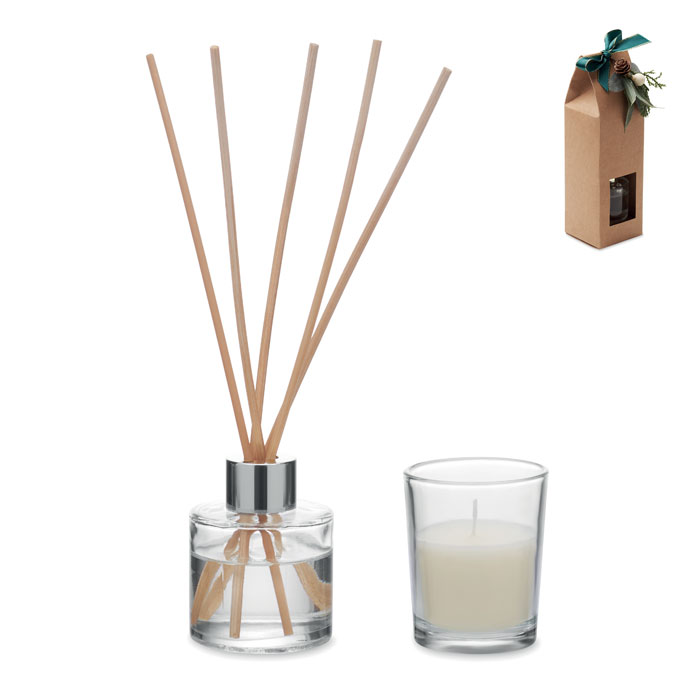 Vanille diffuser en kaarsenset bedrukken met logo