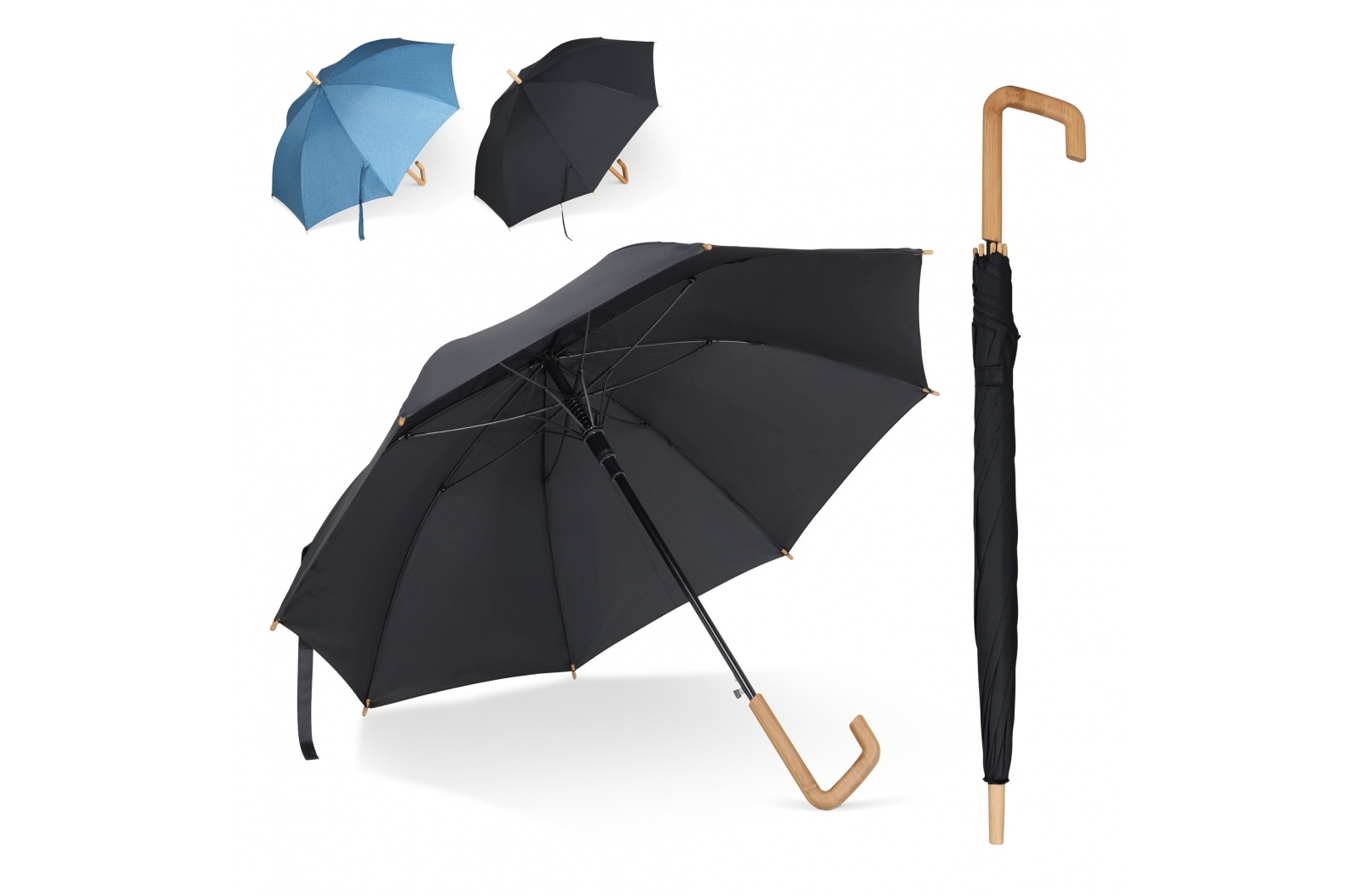 Parapluie Bâton 23” en R-PET ouverture automatique - Zaprinta Belgique