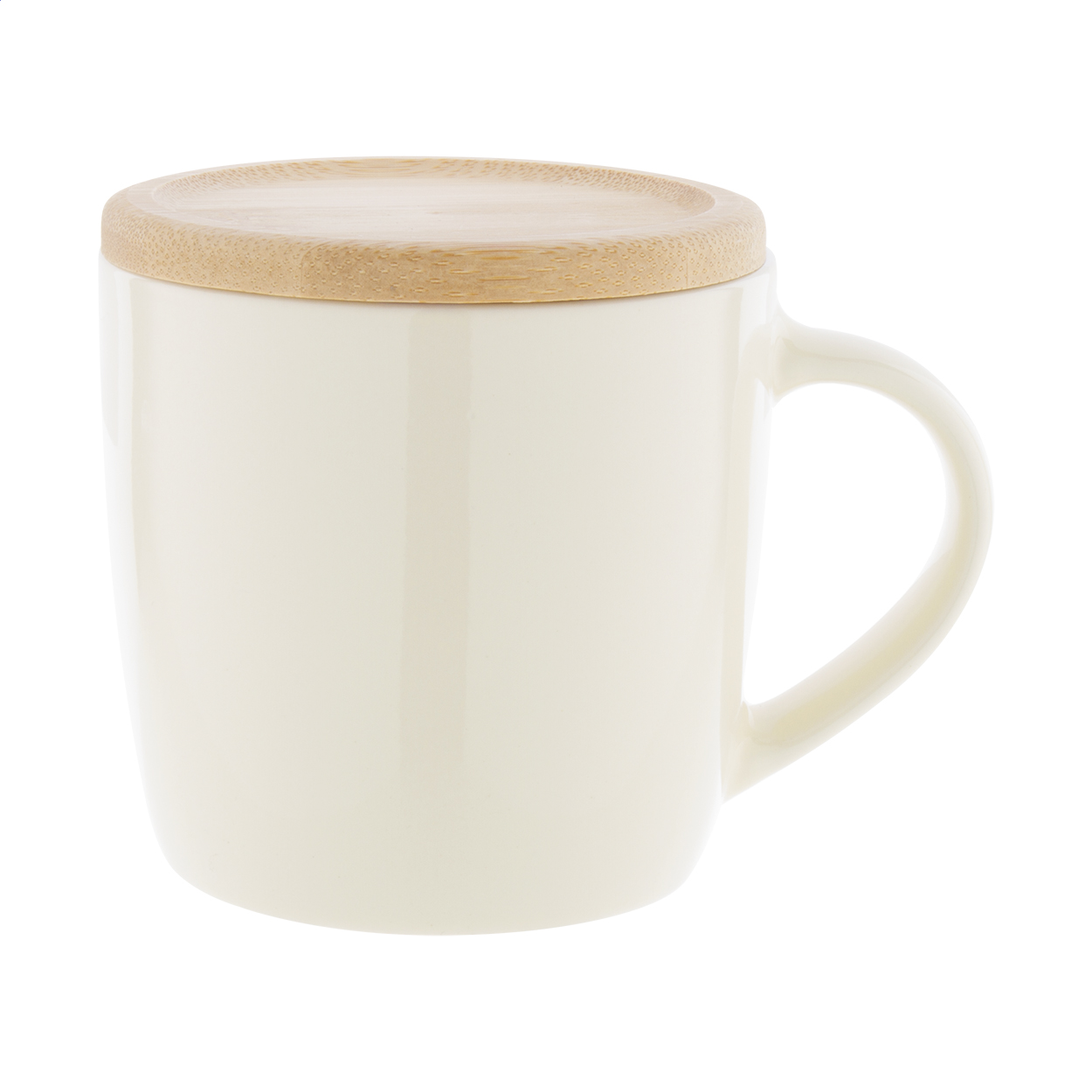 Hemera Plus gekleurde keramische mok met bamboe onderzetter, 370 ml, met logo
