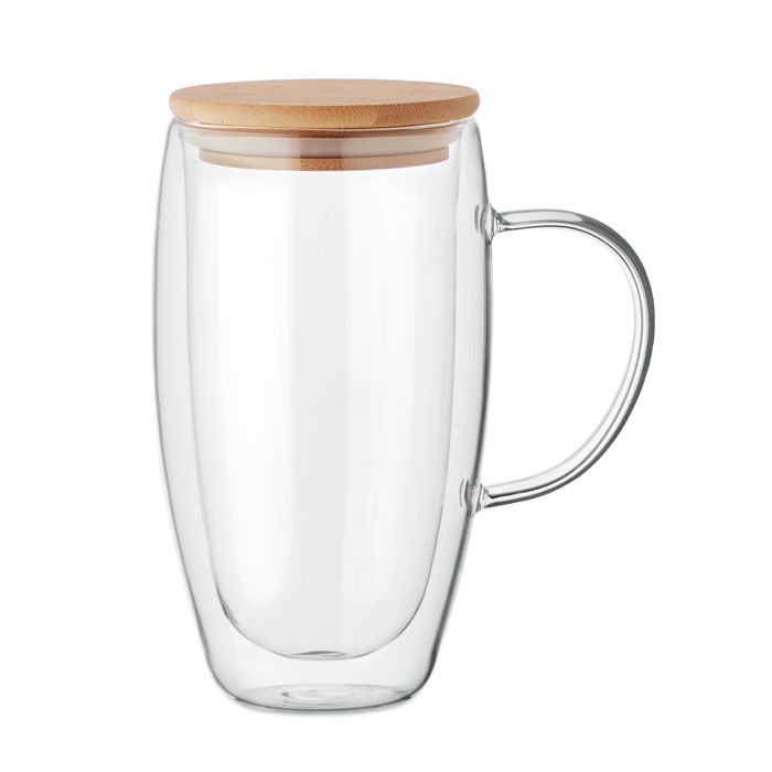 Mug en Verre Double Paroi 450ml avec Couvercle en Bambou - Franchesse