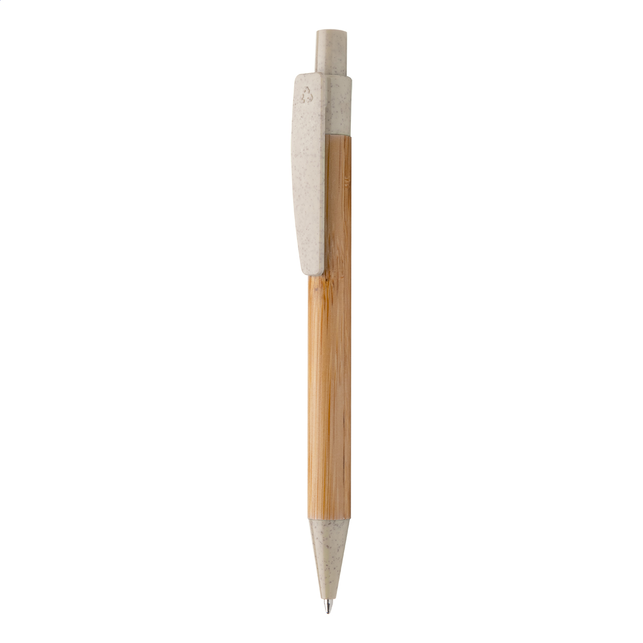 Stylo bille Boothic personnalisé en bambou, clip en paille de blé imprimé avec logo