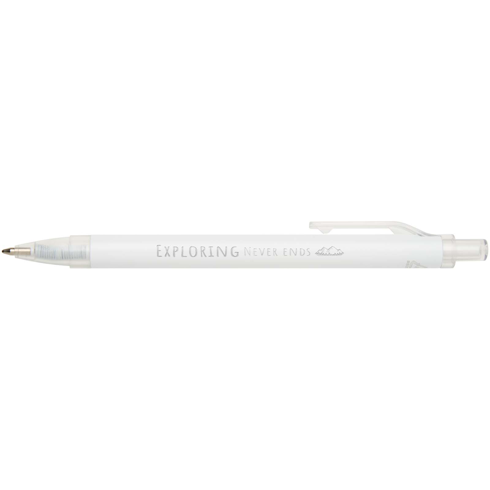 Spectrum set met gerecycled A5 notitieboek en balpen met logo, blauwe inkt bedrukken met logo