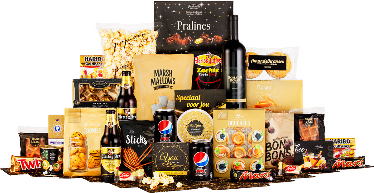 Gouden Delicatessen Geschenkmand - Assenede