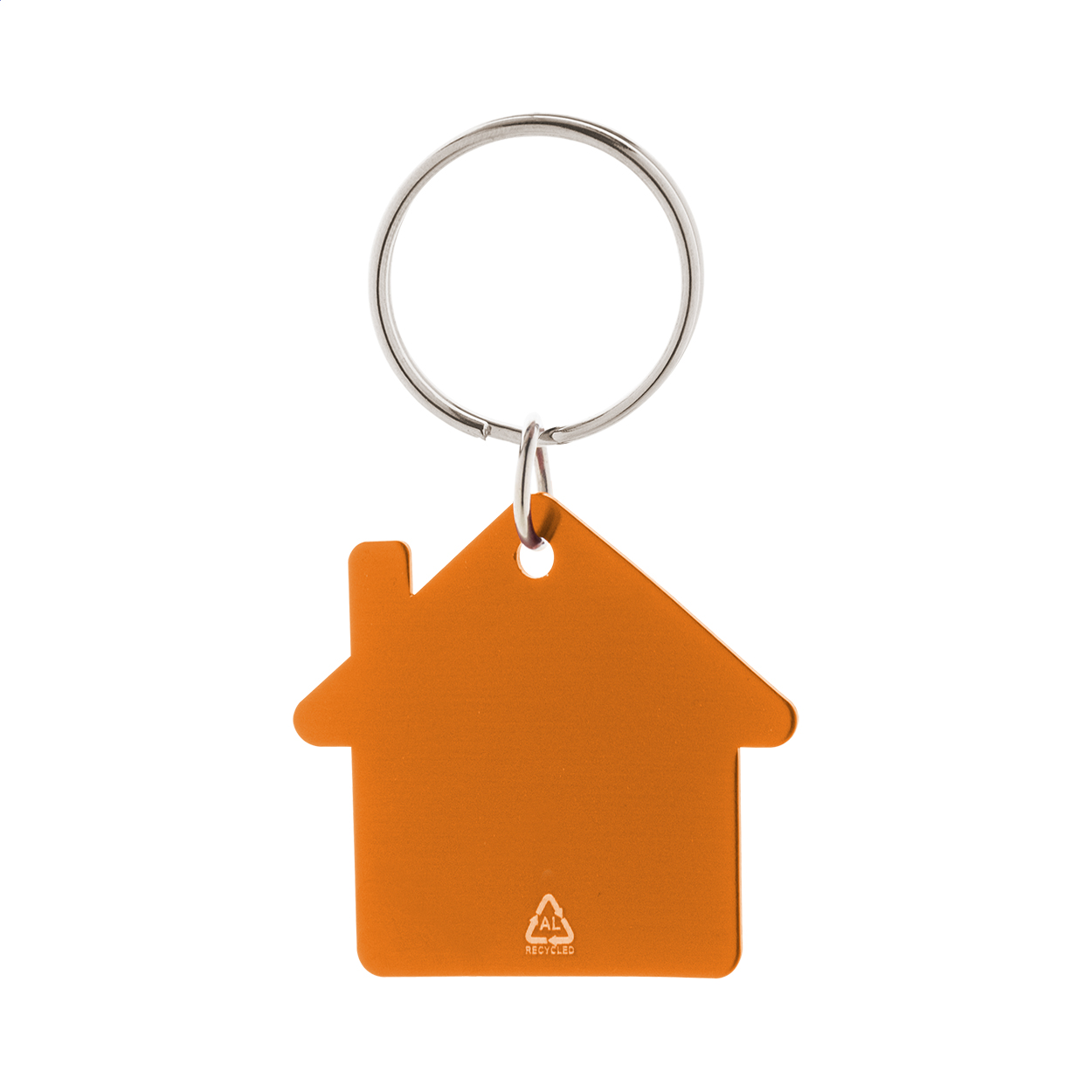 Ralhut sleutelhanger in huisvorm van gerecycled aluminium met logo bedrukken met logo
