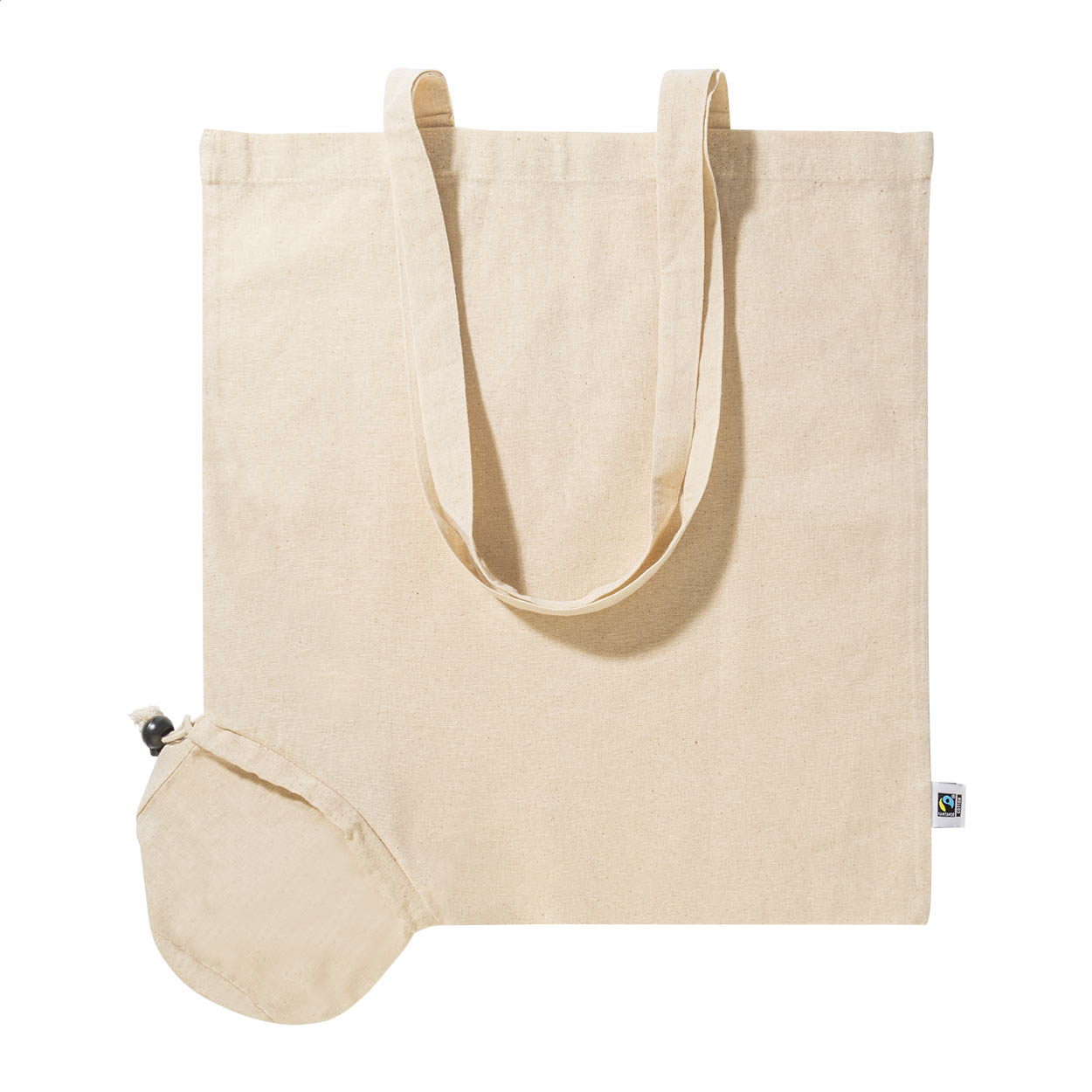 Fershop Fold opvouwbare Fairtrade katoenen boodschappentas met logo bedrukken met logo