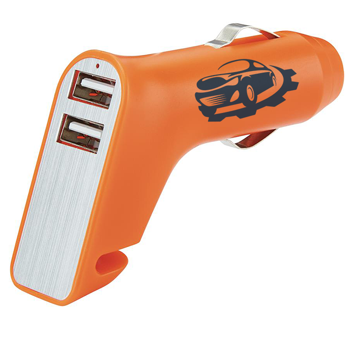 Chargeur allume-cigare, 2 usb avec brise-vitre personnalisable