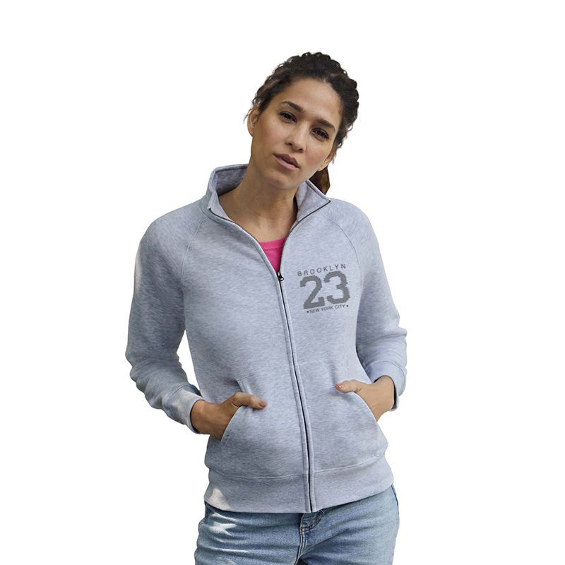 Sweat-shirt zippé pour femme coupe ajustée 80% coton 280 g/m² - Amélie