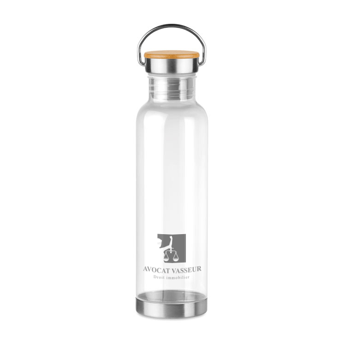 Personalisierte Trinkflasche aus Tritan mit Bambusdeckel 800ml - Johannes