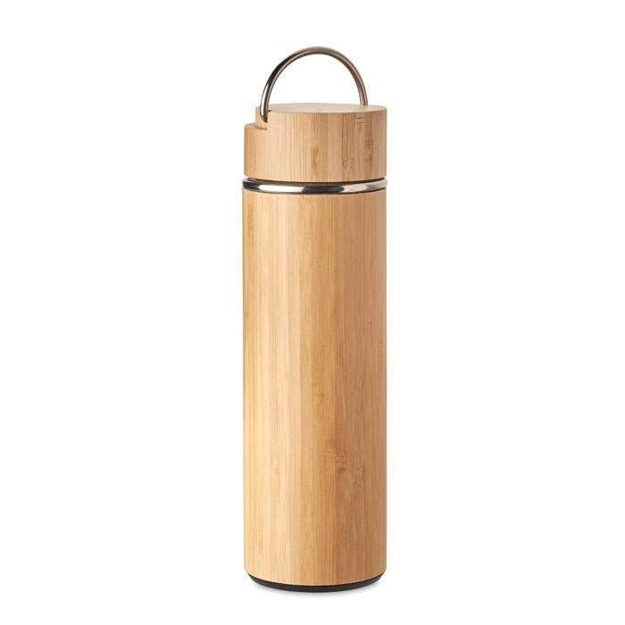 Flasque à vide en acier inoxydable à double paroi avec bambou - Zaprinta Belgique