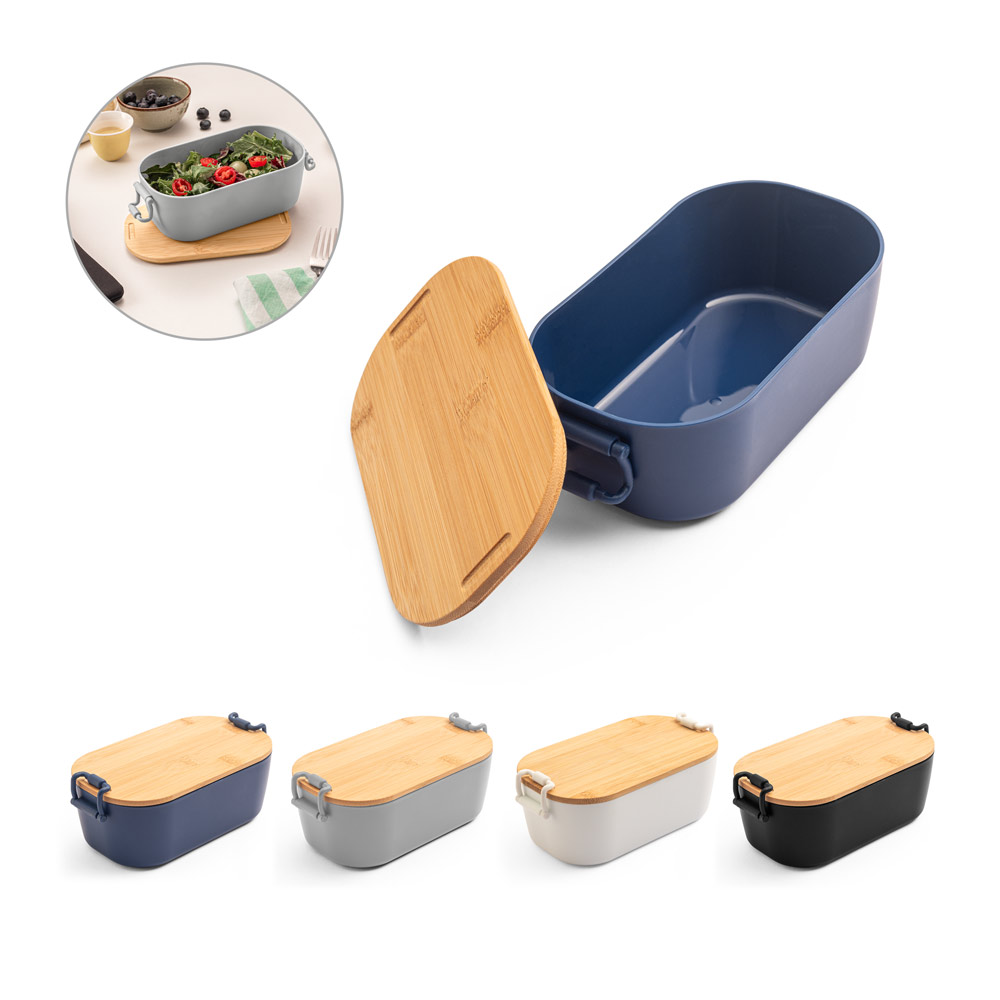 MAHLEB. Luchtdichte PP-doos met bamboedeksel bedrukken met logo