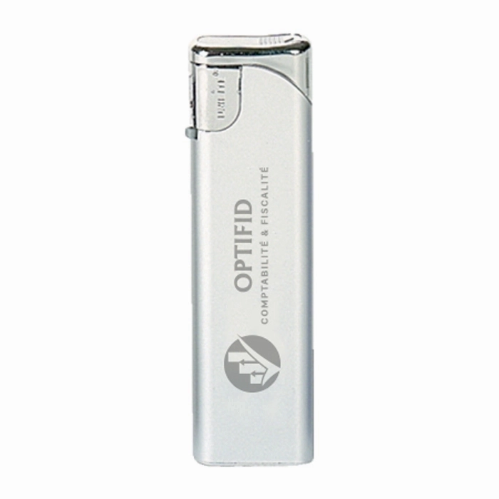 Briquet personnalisé slider électronique argenté et rechargeable - Dempo