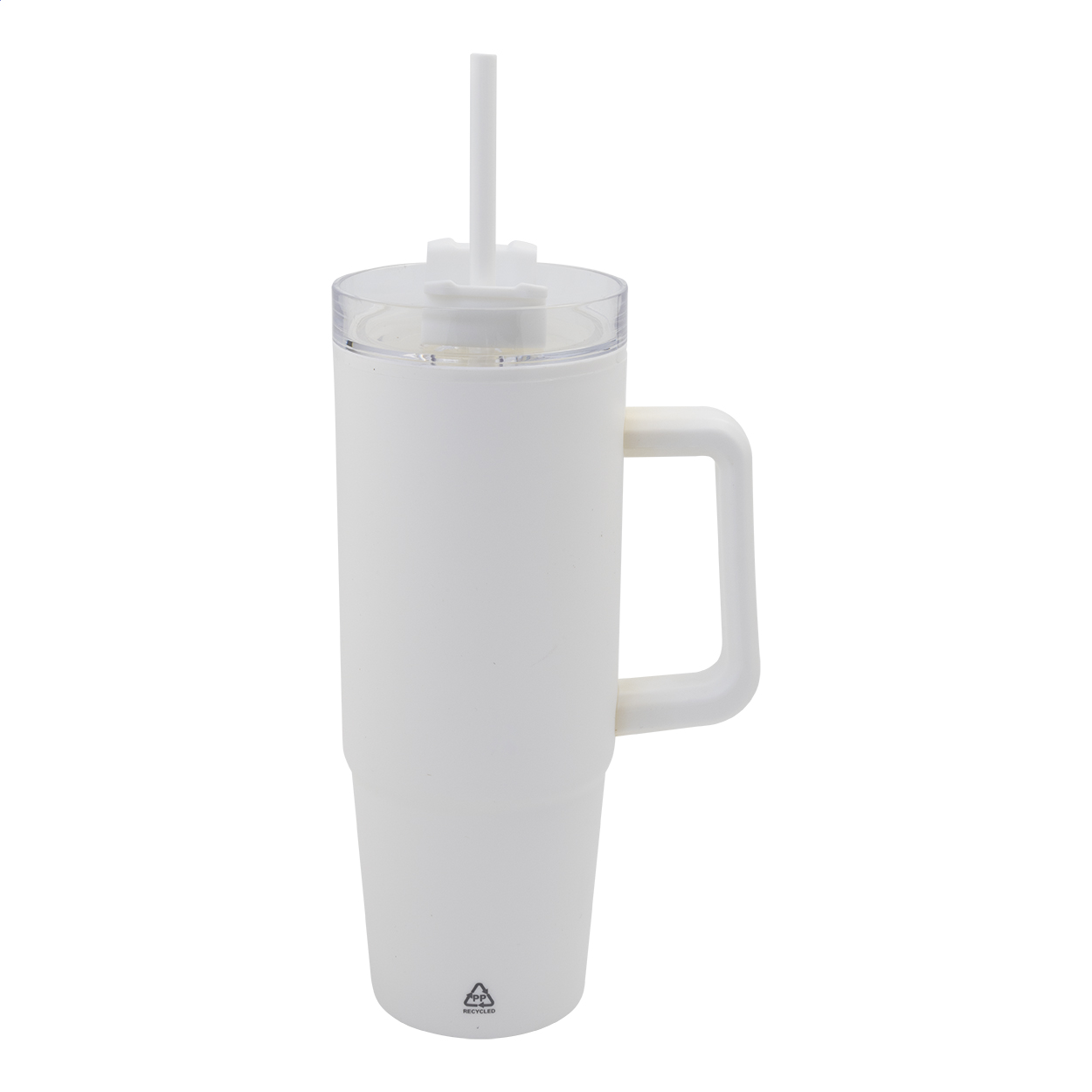 Renley Thermobecher aus Recycling-PP mit Trinkhalm, 900 ml, mit Ihrem Logo