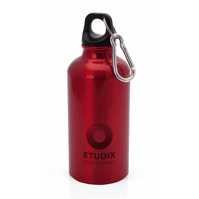 Gourde en aluminium personnalisée 400ml avec mousqueton - Ganya