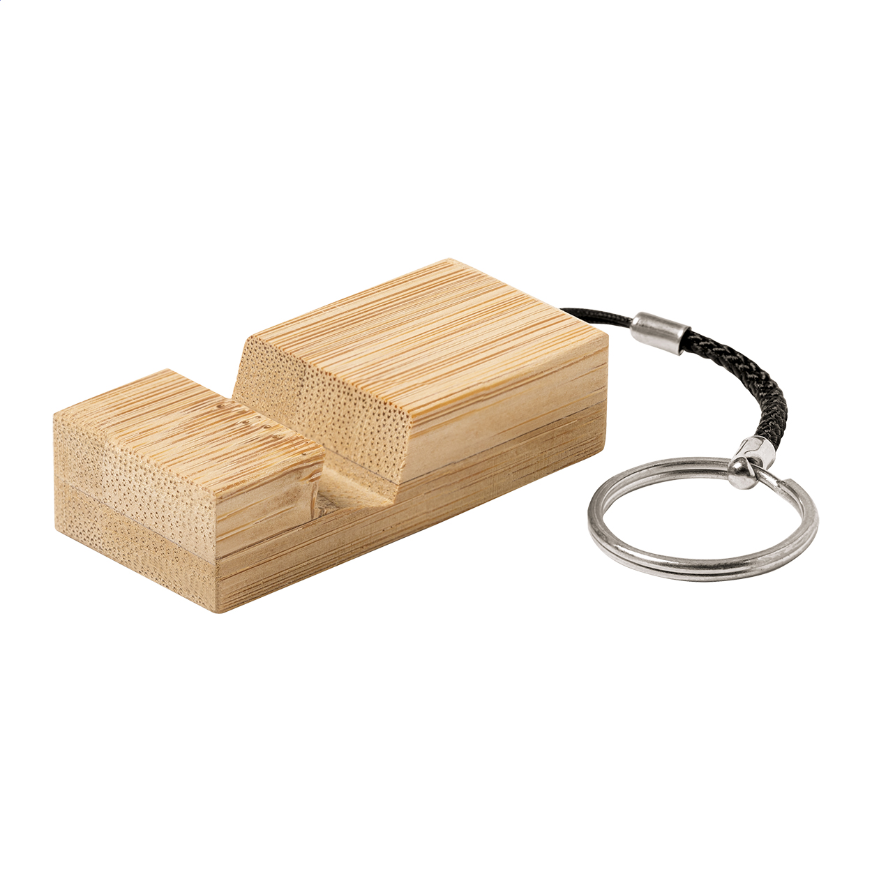 Dulloo bamboe sleutelhanger met telefoonhouder en logo