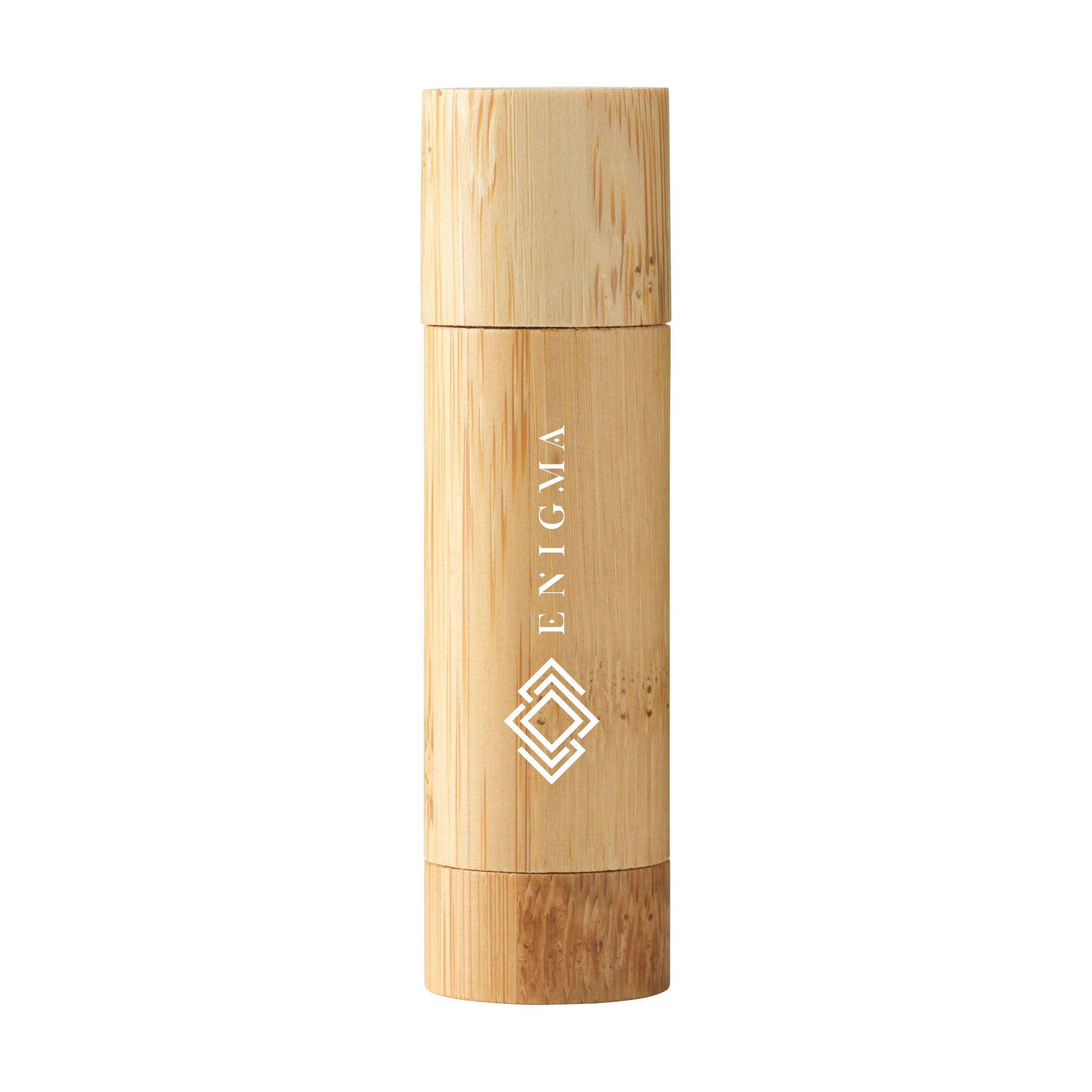 Lippenbalsam Bamboo Nura im Behälter aus Bambus und PP mit Logo