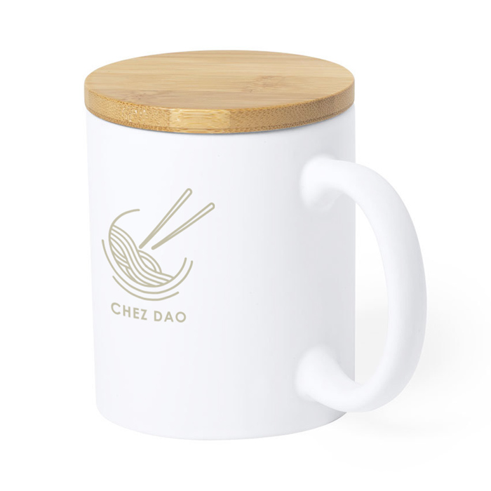 Mug personnalisé éco-friendly en céramique et bambou 370ml - Livio