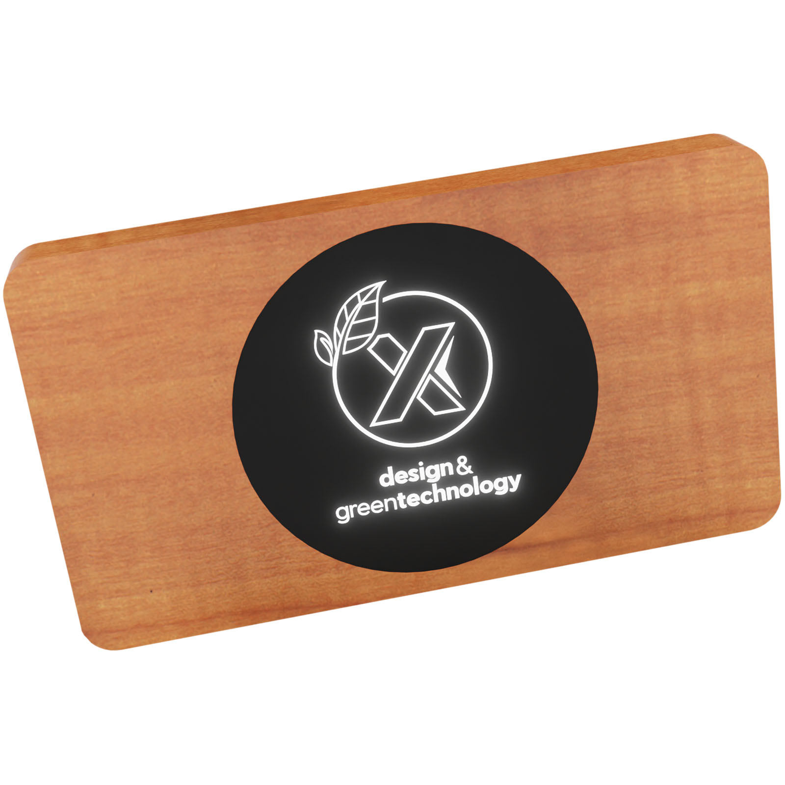 5000 mAh Holz Powerbank mit aufleuchtendem Logo - Weißenberg