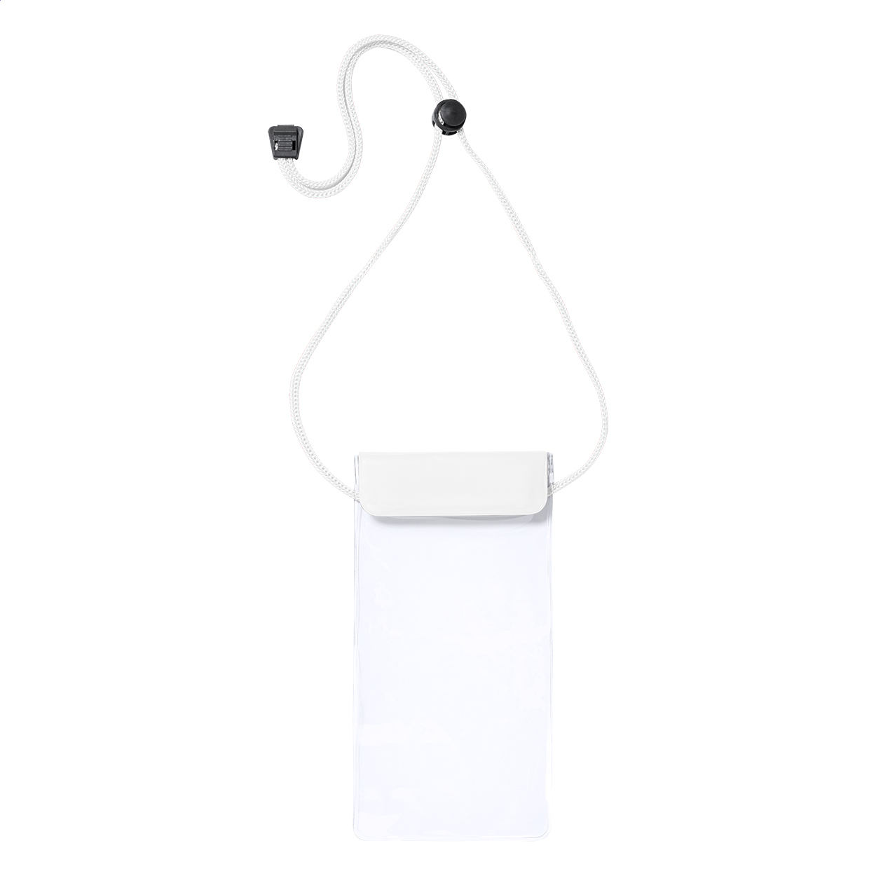 Splash waterdicht PVC telefoonhoesje tot 6,5" met nekkoord en logo