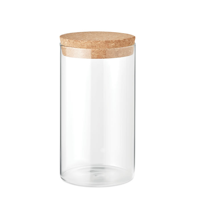 Pot de rangement en verre borosilicate avec couvercle en liège - Capacité de 600 ml