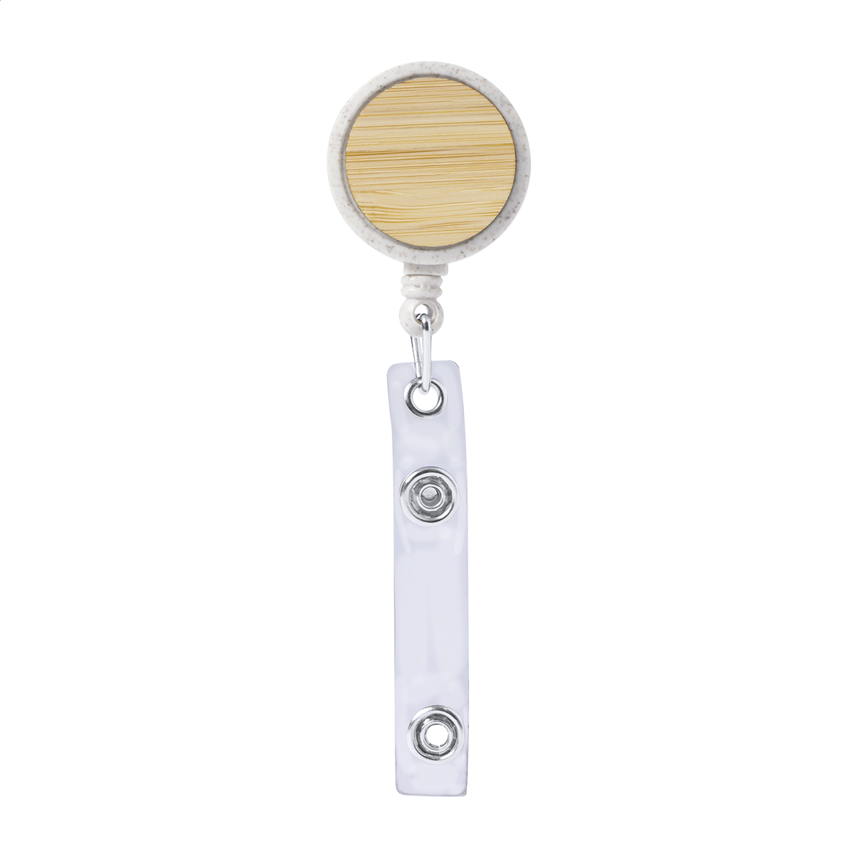 Porte-badge Tracks personnalisé en paille de blé et bambou, enrouleur