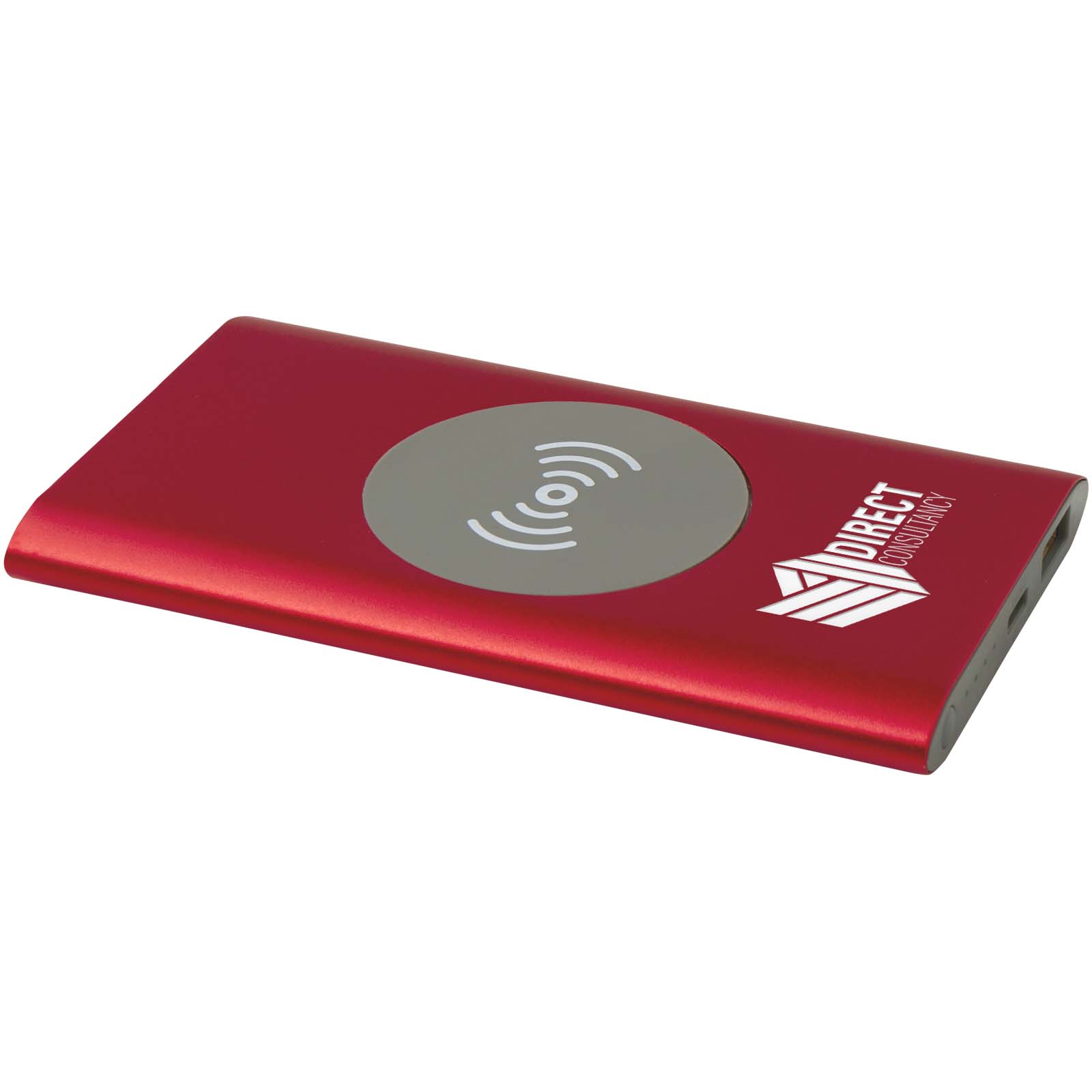 Type-C draadloze powerbank van 4000 mAh van gerecycled aluminium bedrukken met logo