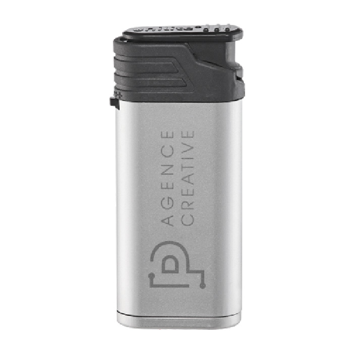 Briquet Électronique Jetflamme Argenté - Rivière-Saas-et-Gourby imprimé avec logo