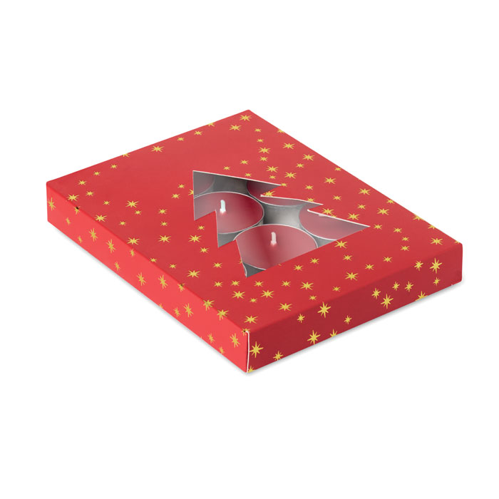 Coffret de bougies chauffe-plat à la cannelle personnalisé, boîte sapin de Noël