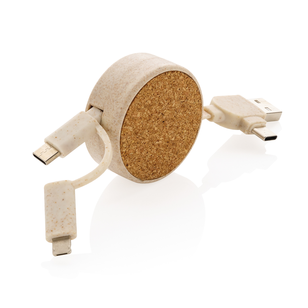 Retractable Cork and Wheat Charging Cable - Brugge