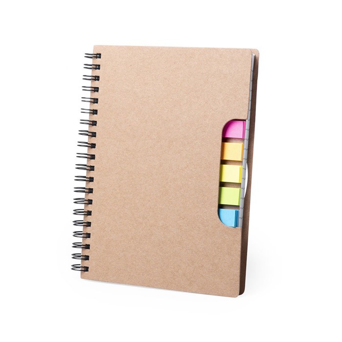 Cahier de note personnalisé carton recyclé avec sticky notes 14,6x17x7x1,7 cm - Madrid