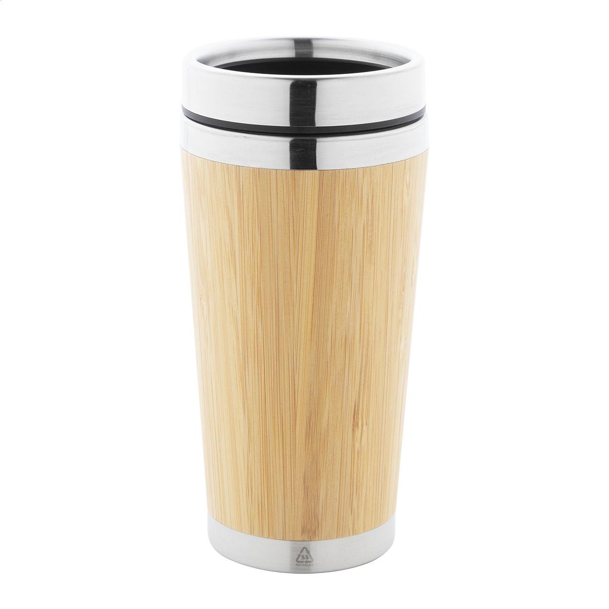 Gobelet isotherme Tooka en inox recyclé recouvert de bambou, 500 ml