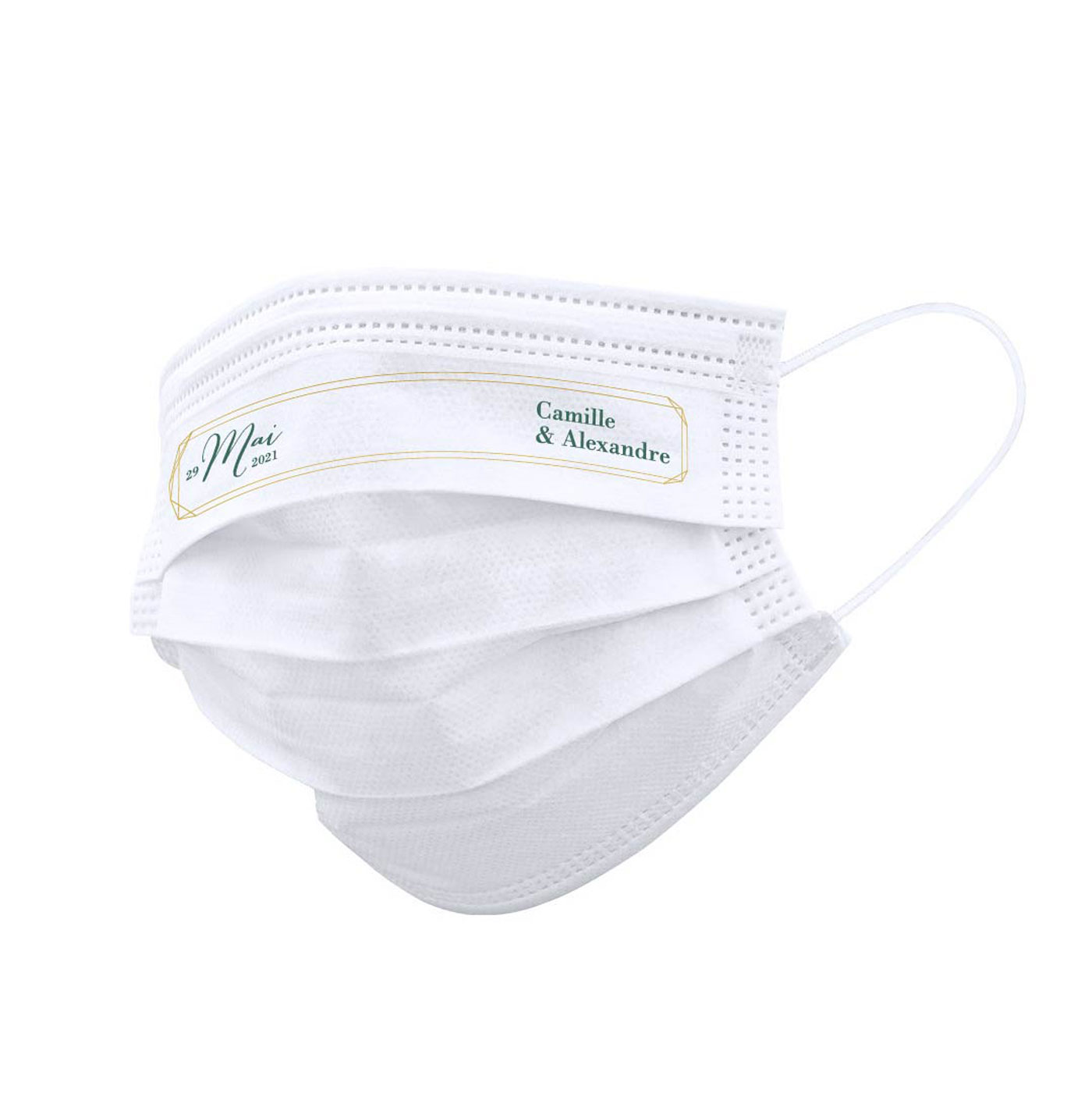 Masque jetable de mariage personnalisé triple couche - Saweni