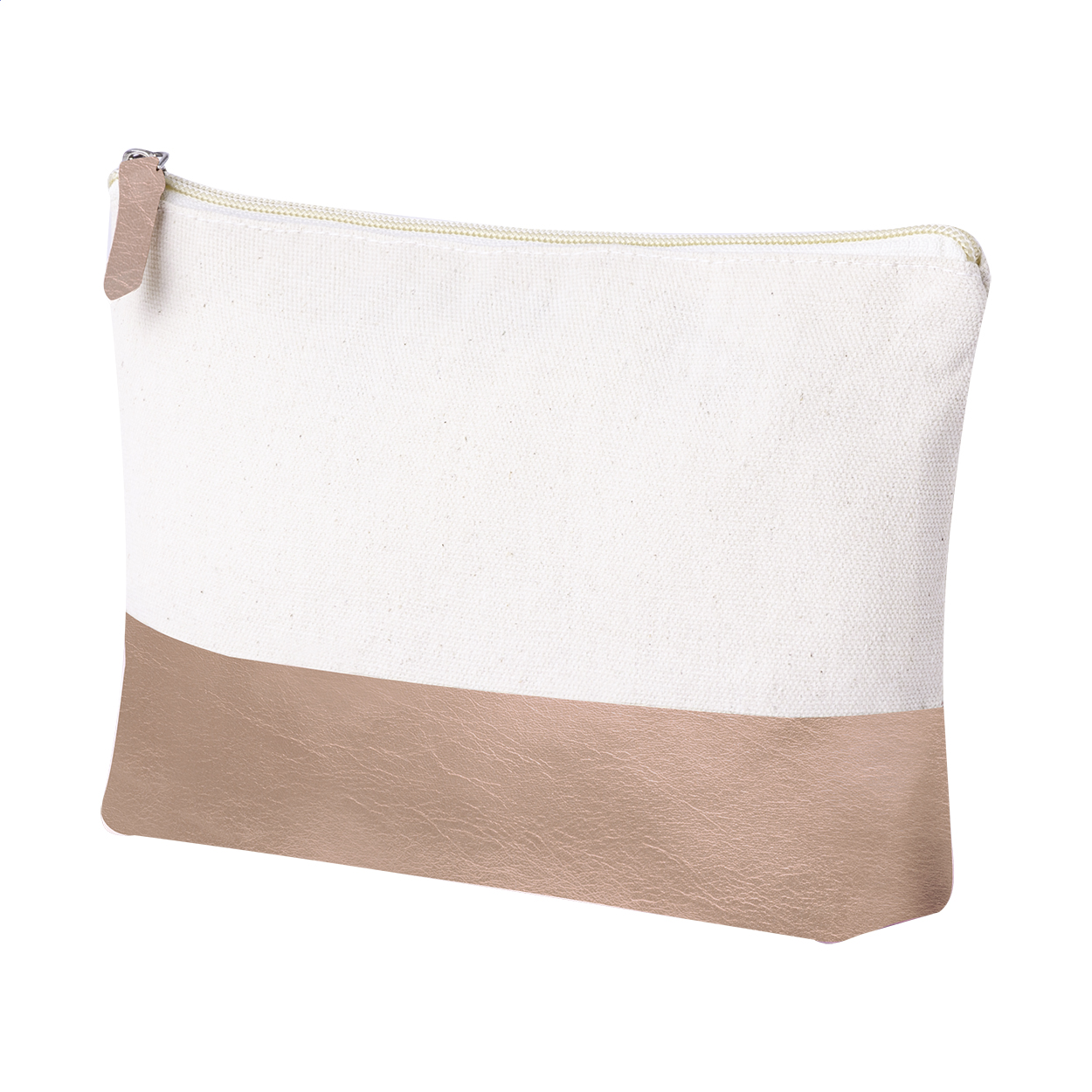 Mekkox tweekleurige toilettas van katoen en metallic PU-leer met logo