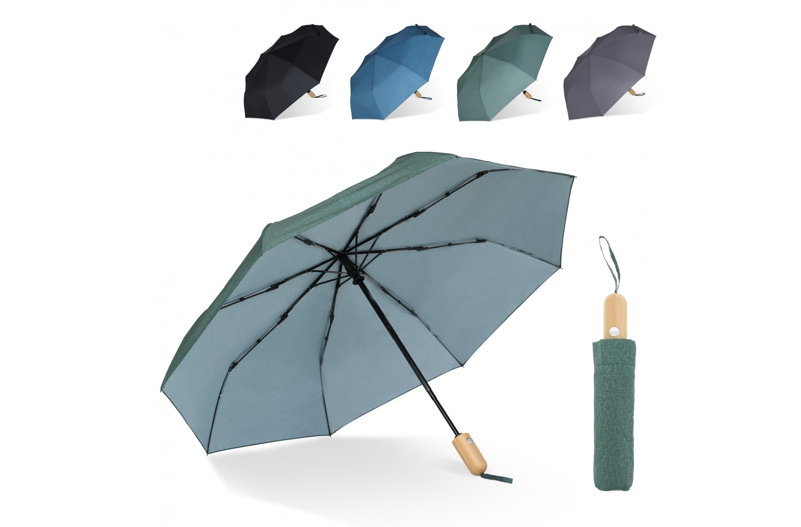 Parapluie pliable 21” en R-PET. Ouverture automatique - Zaprinta Belgique