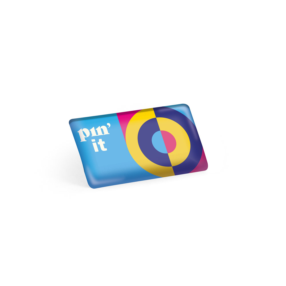 Badge flexible bombé rectangulaire Doming 8 personnalisé, 25 × 15 mm