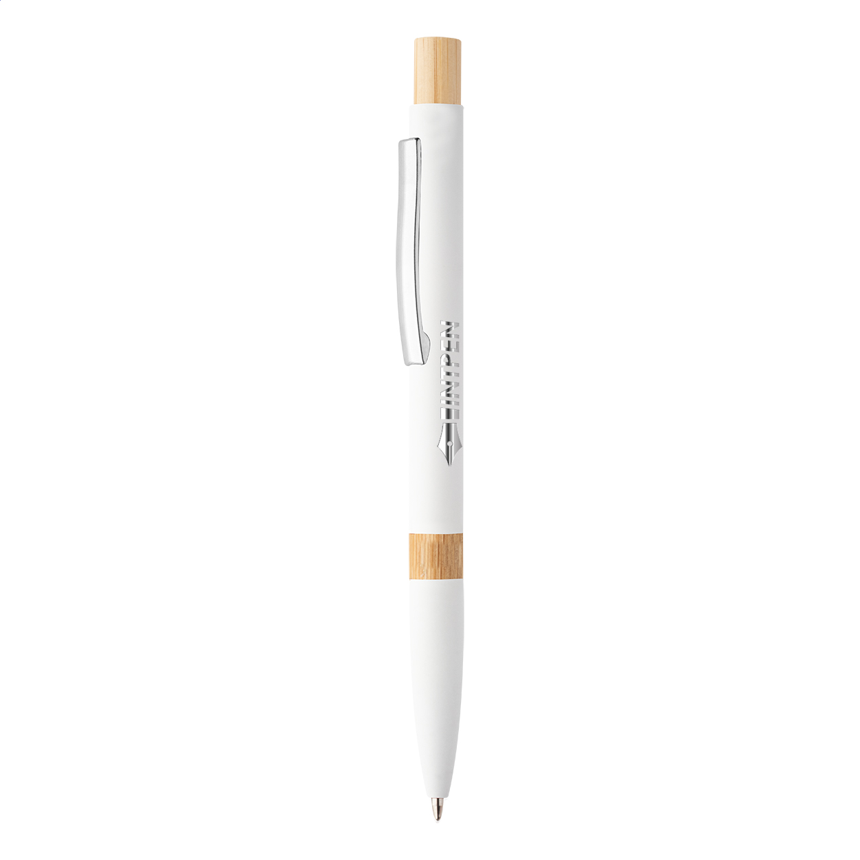 Stylo à bille Miraboo personnalisé en aluminium recyclé et bambou, laser miroir