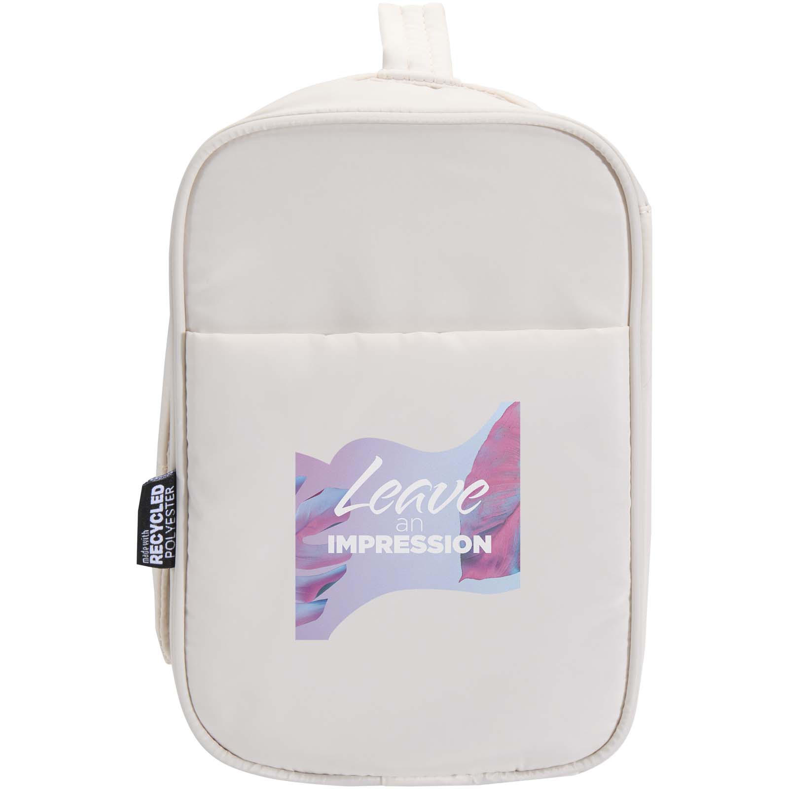 Puffer ophangbare toilettas 8 L van GRS-gerecycled materiaal, met logo bedrukken met logo