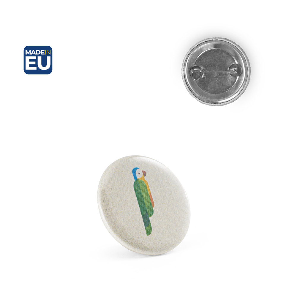 Button P'IN 1 met speld, bedrukt met logo, ø25 mm