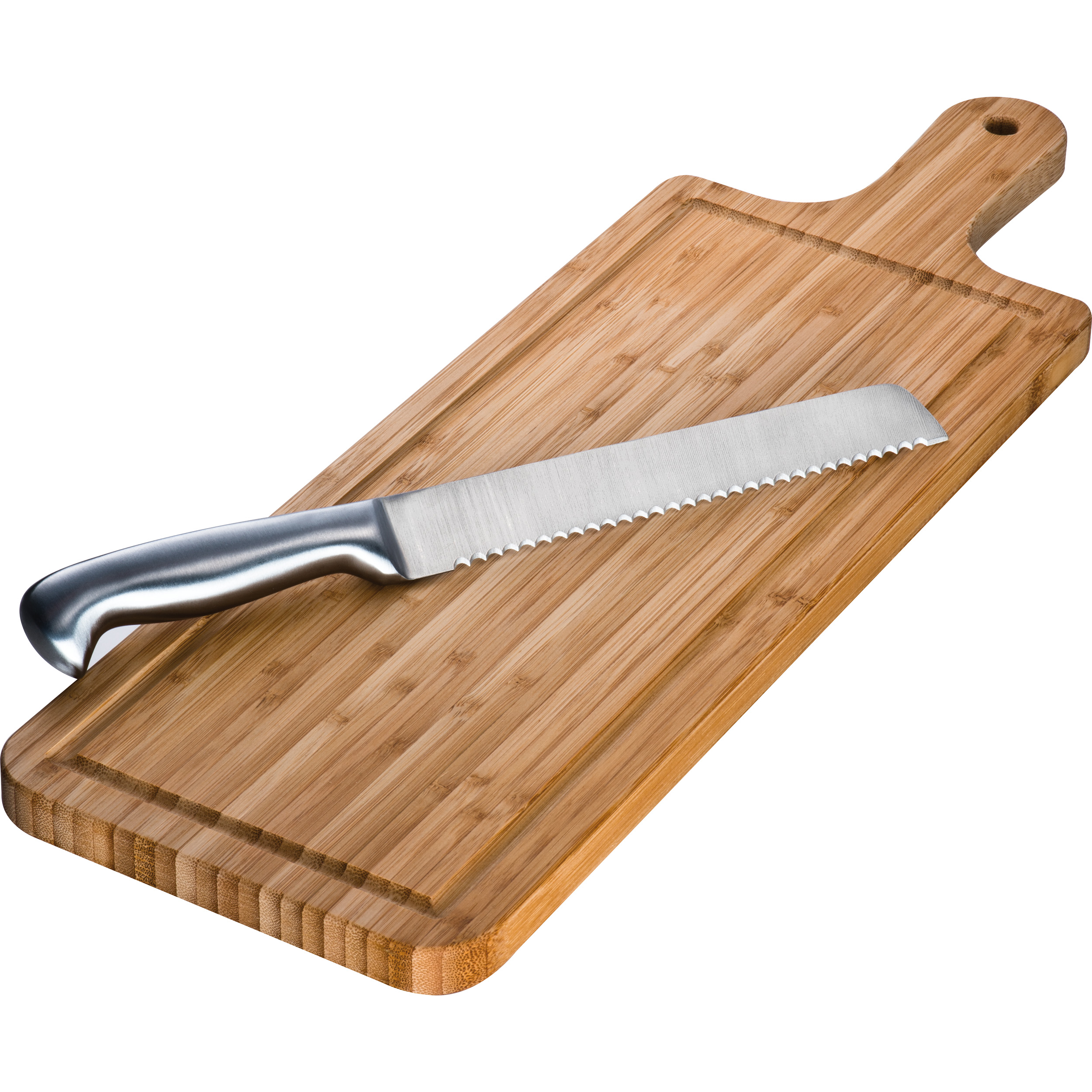 Planche à découper en bambou avec ensemble de couteaux à pain en acier inoxydable - Saint-Émilion