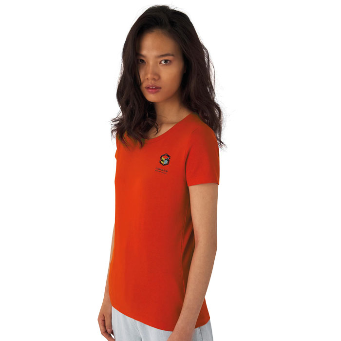 T-shirt brodé femme en coton bio col rond manches courtes 175 gr - Bilby - Zaprinta Belgique
