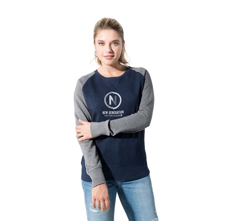 Sweat-shirt bio pour femme bicolore 80% coton bio 300 g/m² - Angelina
