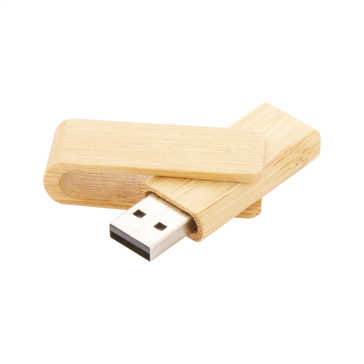 BooTwist bamboe draai-USB-stick met logo, 8 tot 32 GB, USB 2.0