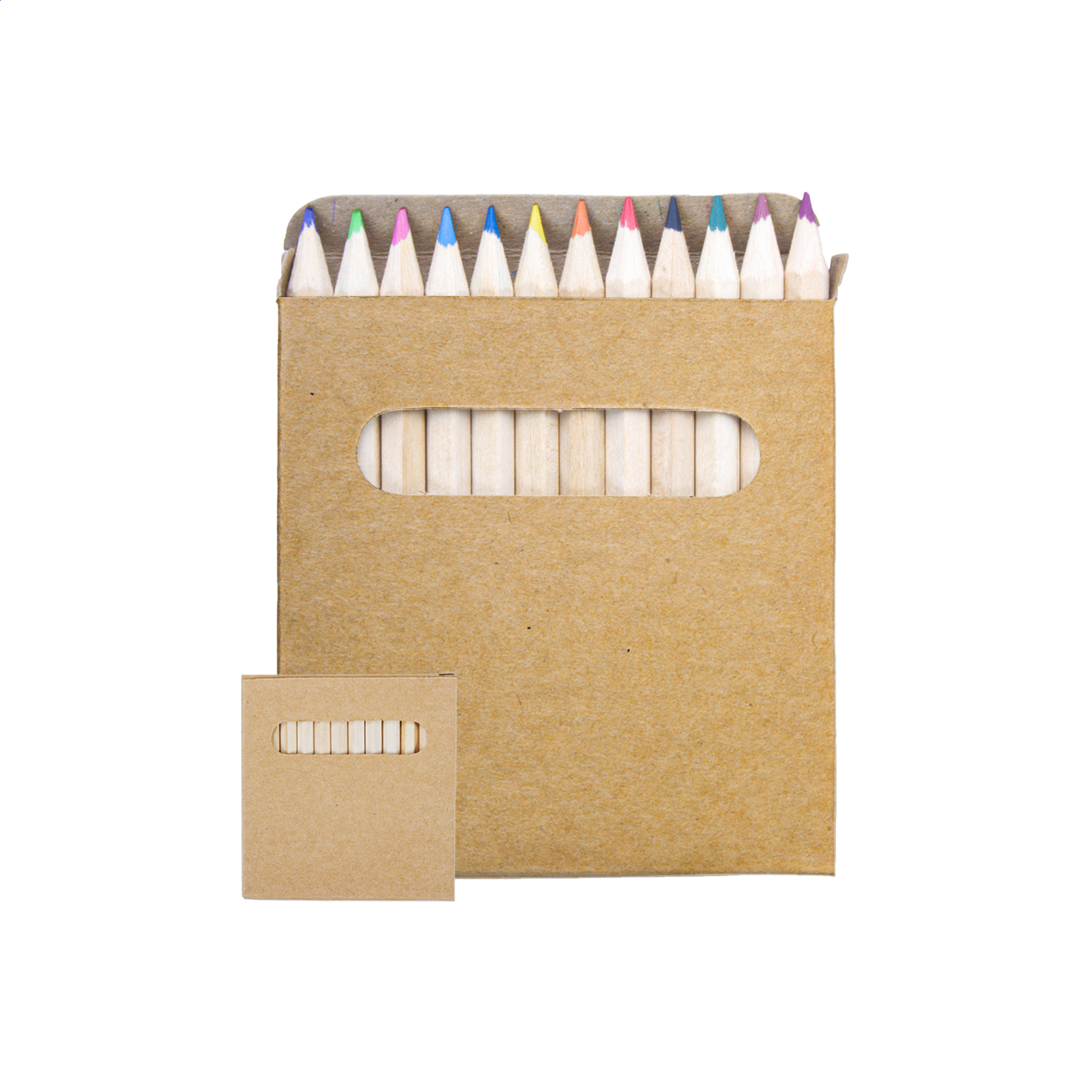 Lea Set mit 12 Buntstiften aus Holz in Papierbox mit Ihrem Logo